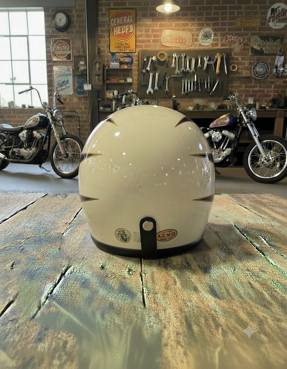 Retro Helmet - Flat White