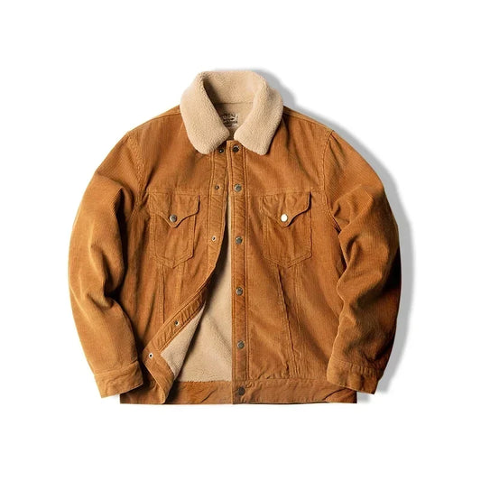 Vintage Faux Lamb Wool Corduroy Jacket Men