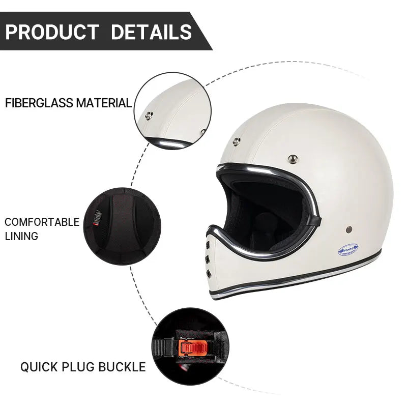 Retro Helmet Shield - White Leather