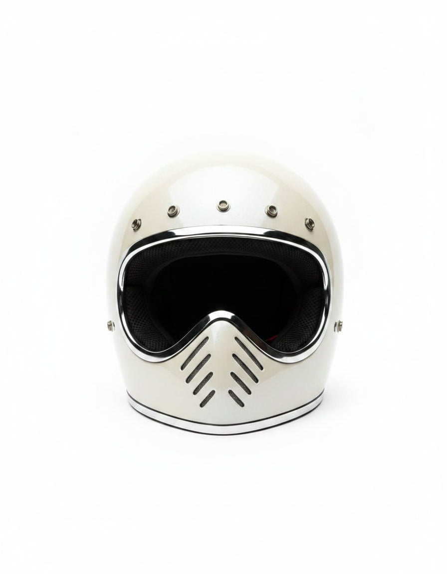 Retro Helmet Shield - Chrome White