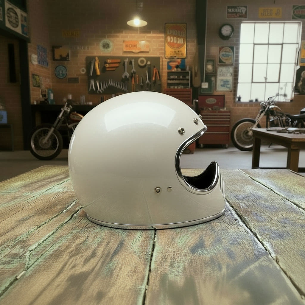 Retro Helmet Shield - Chrome White