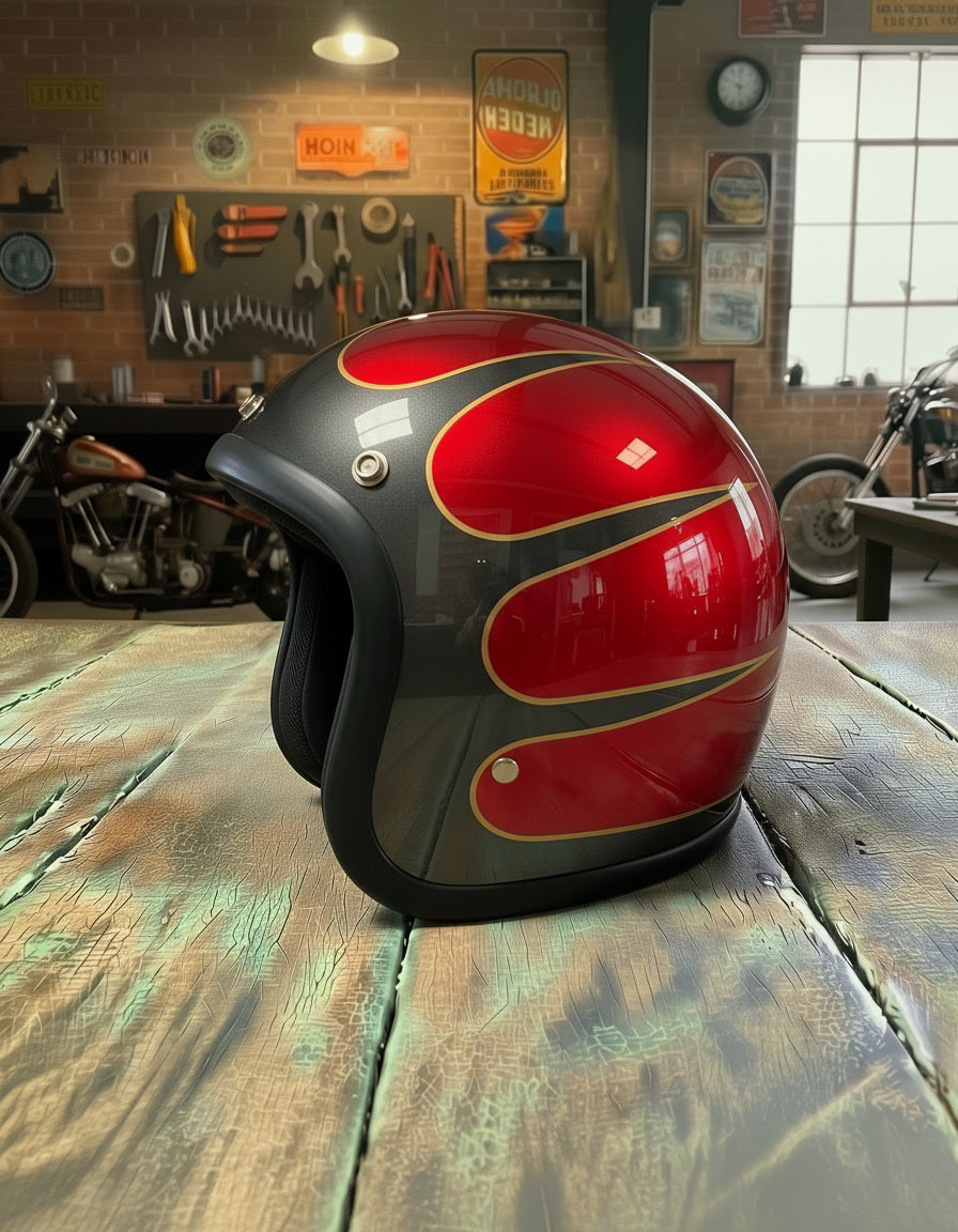 Retro Helmet - Flat Red