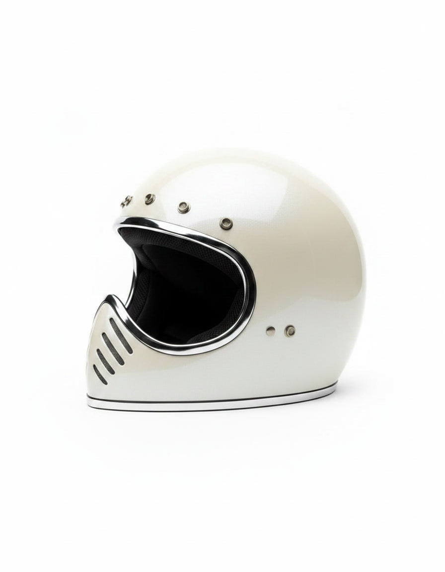 Retro Helmet Shield - Chrome White