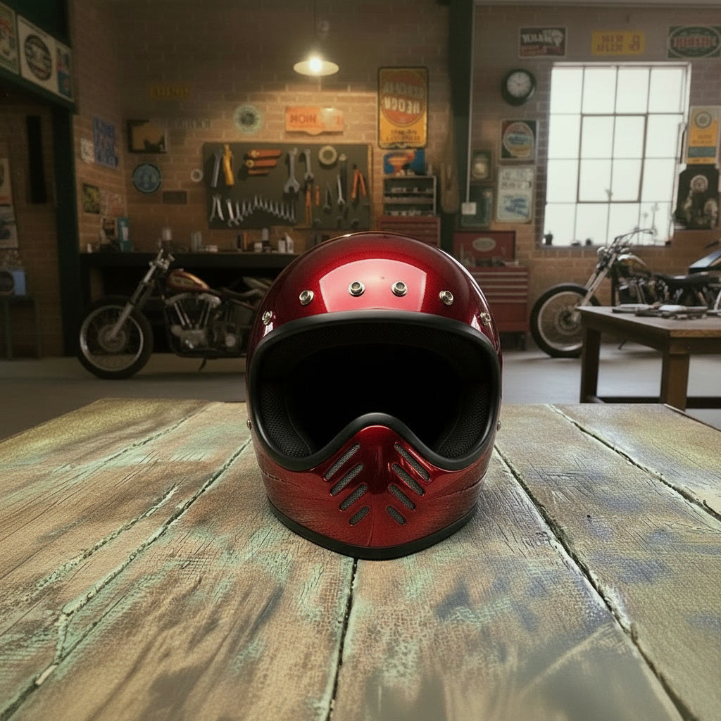 Retro Helmet Shield - Red Flake