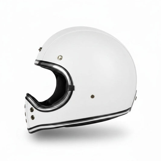Retro Helmet Shield - White Leather