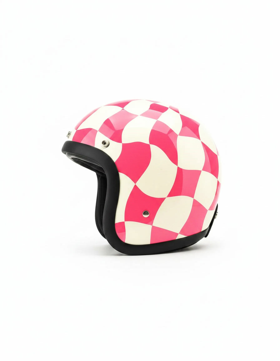 Retro Helmet - Chess Pink