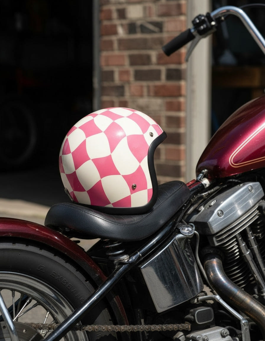 Retro Helmet - Chess Pink